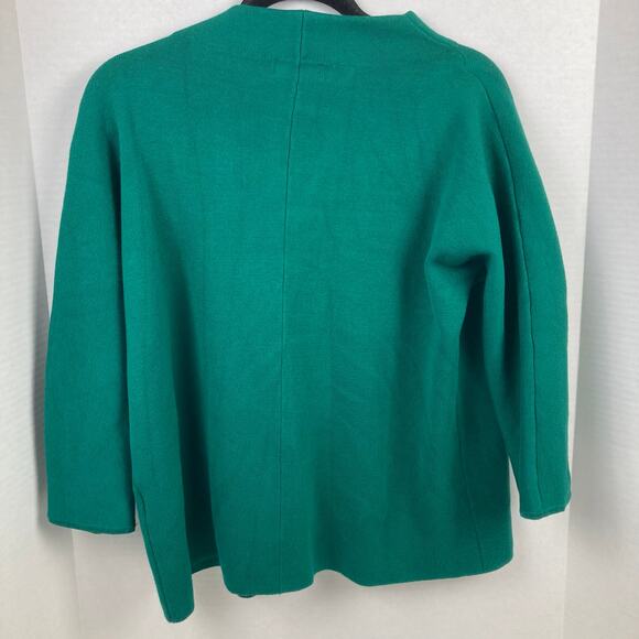 JM Collection Cardigan Women M Kelly Green Cape Style Flor Brooch Applique Retro - Picture 4 of 12